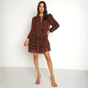 NWT Cleobella Jaslyn Mini Dress in Zadia Block Print Size XS Tiered Ruffle Mini